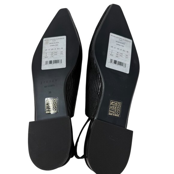 NWT Jigsaw Petra Leather Slingback Flat Black 39 - Picture 6 of 7